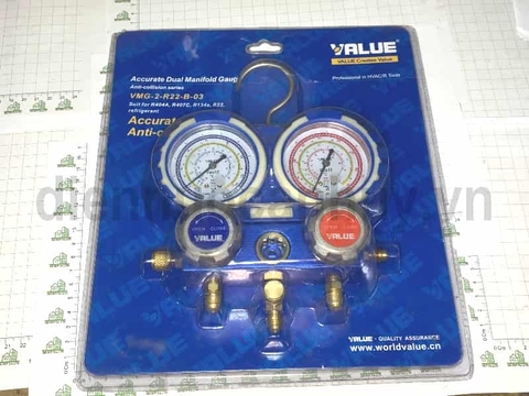Đồng hồ nạp gas đôi không dây Value VMG-2-R22-B-03
