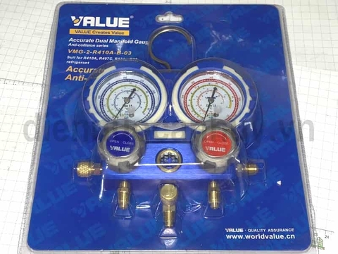 Đồng hồ nạp gas đôi không dây Value VMG-2-R410A-B-03