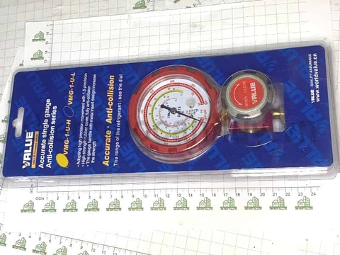Đồng hồ nạp gas đơn đỏ Value VMG-1-U-H