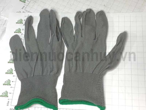 Găng tay vải mỏng xám cổ xanh
