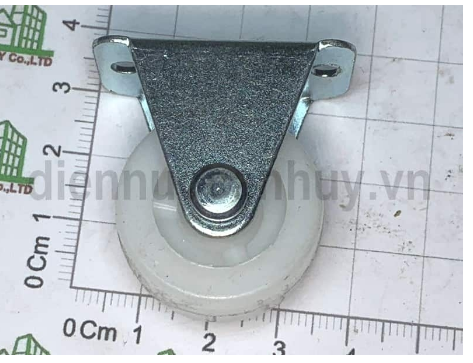 Bánh xe nhựa trắng nhỏ không xoay phi 28 cao 36 mm (28x36 mm)