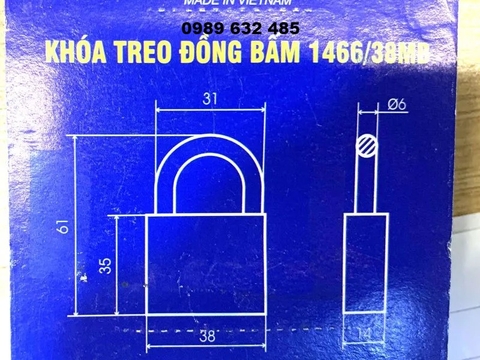 Khóa đồng Việt Tiệp bấm 1466/38MB