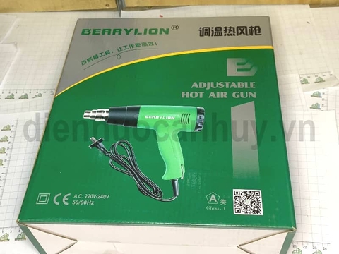 Máy khò nhiệt Berrylion RFQ502 2000W. Súng thổi hơi nóng điều chỉnh nhiệt độ chuyên dán decal, co màng nhựa, ống cách điện