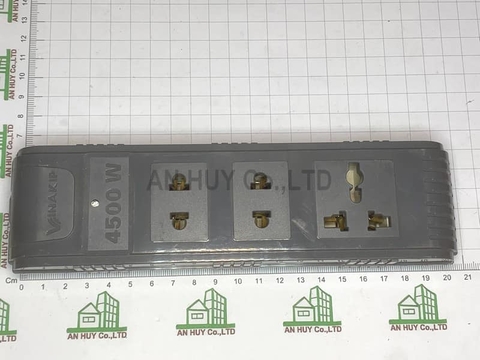 Ổ không dây lõi sứ chống cháy Vinakip 2 đơn 1 đa năng 4500W Xám