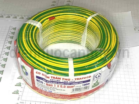 Dây điện Trần Phú Vcm-Đơn 1x6.0 tiếp địa