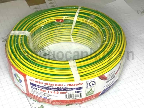 Dây điện Trần Phú Vcm-Đơn 1x4.0 tiếp địa
