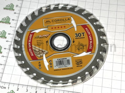 Lưỡi cắt gỗ nhỏ 1 chiều 110x30Tx20 Corolla CA238110 30 răng, lỗ phi 20, vòng đệm phi 16, phù hợp với máy cắt con chuột,