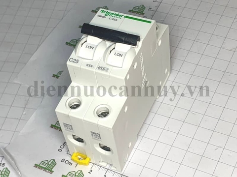 MCB đôi A9K27225 2P25A 6kA Schneider điện áp xung chịu được Uimp =kV (sản xuất Thái Lan)