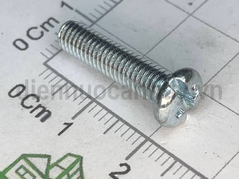 Bulong 5x20 xẻ rãnh sắt mạ đầu tròn bake