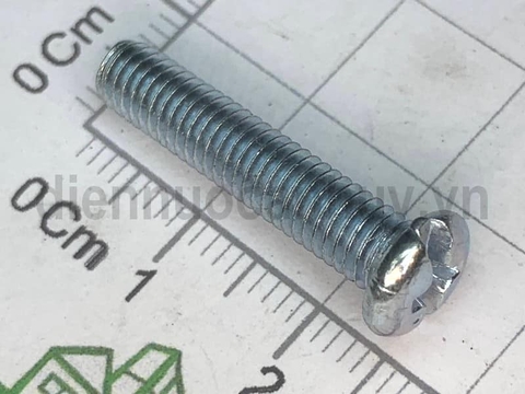 Bulong 5x25 xẻ rãnh sắt mạ đầu tròn bake