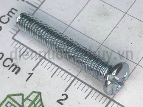 Bulong 5x30 xẻ rãnh sắt mạ đầu tròn bake