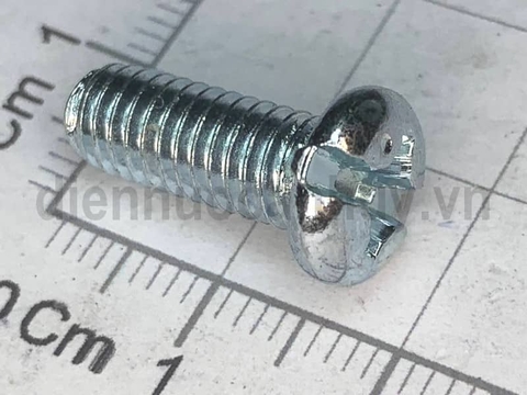 Bulong 6x15 xẻ rãnh sắt mạ đầu tròn bake