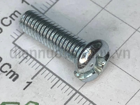 Bulong 6x20 xẻ rãnh sắt mạ đầu tròn bake