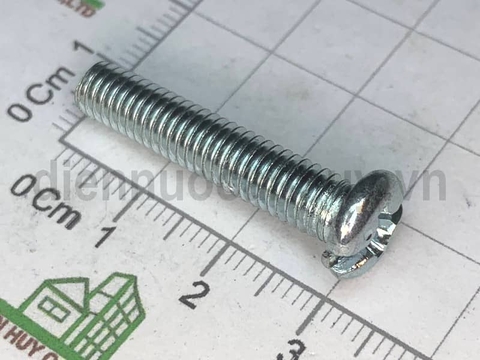 Bulong 6x30 xẻ rãnh sắt mạ đầu tròn bake