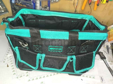 Túi đựng đồ vải 16 inch kẻ xanh 400x200x300 mm đế nhựa