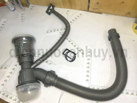 Bộ xi phông chậu đơn đúc, lỗ chậu 90mm
