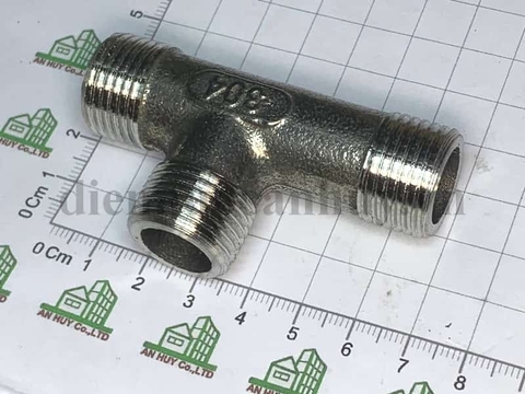 Tê inox ren ngoài lệch vế inox 304 DN15 phù hợp cho đầu nối dây cấp nước với tường lõm