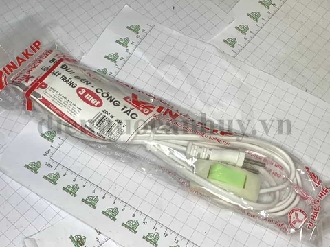 Bộ đui đèn công tắc liền dây 200W 3m Trắng - Vinaakip DU 33 (20 cái/thùng)