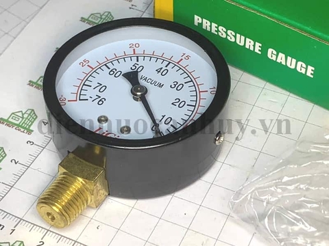 Đồng hồ đo áp suất chân không mặt không dầu phi 63 dải đo -0.1 đến 0 kg/cm2 LiGi