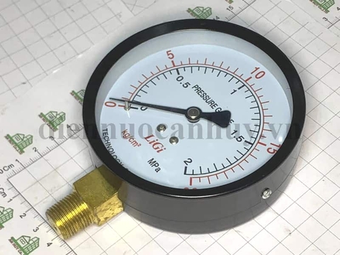 Đồng hồ đo áp suất mặt không dầu phi 100 dải đo 0 - 20 kg/cm2 LiGi