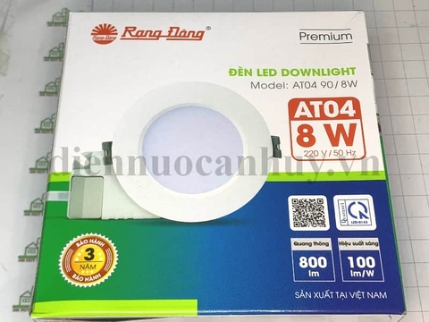 Đèn Downlight âm trần AT04 90/8W 4000K anh sáng trung tính