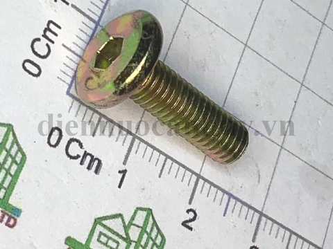 Bản sao của Bulong lục giác chìm đầu dẹt bắt giường tủ gỗ - Bulong vàng 6x20 (200 con/túi)