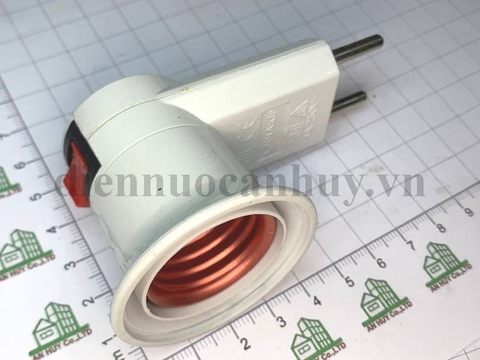 Đui liền phích cắm có công tắc mầu trắng, tiện dụng làm bóng đèn ngủ Vinakip DU27
