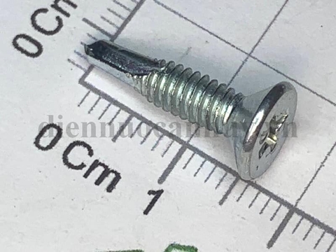 Vít ren mịn dài 1.5cm mầu trắng đầu tự khoan đuôi cá
