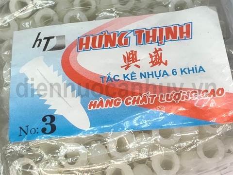 Tắc kê nhựa 6mm (Nở 3 dùng với vít 4)
