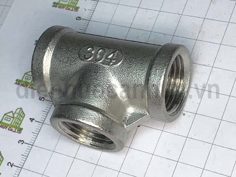 Tê đều ren trong Inox 304 xịn Phi 21 (DN15, ren 12) - Chia 3 ngả đường nước cao cấp