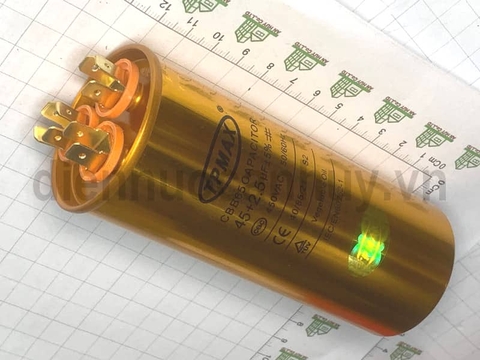 Tụ điều hòa 3 chân 40+2.5uf TPMAX xịn vỏ vàng hộp đỏ