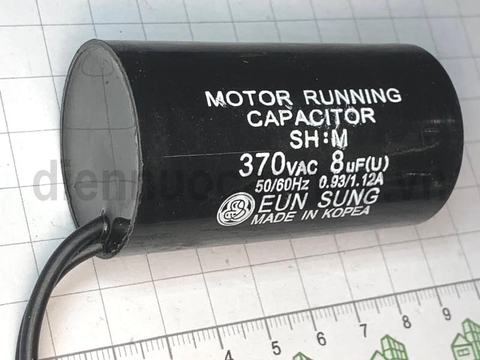 Tụ máy bơm 8 uf đen nhỏ 370V