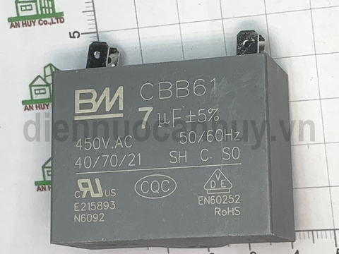 Tụ quạt rắc cắm 7uf xịn BM