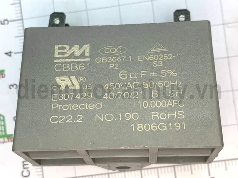 Tụ quạt rắc cắm BM 6 uf