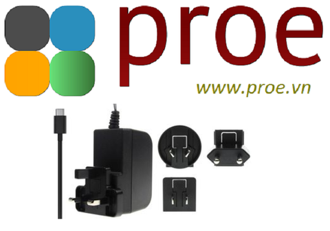 T7715DV -  Raspberry Pi Accessory, Raspberry Pi 4 Model B PSU, USB-C, 5.1V, 3A, Multiple Plugs, Black