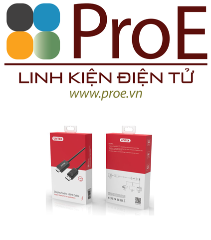 Cable DisplayPort to HDMI UNITEK Y-5118CA 1.8m  Dây tròn trơn FV (DisplayPort đực sang HDMI đực)