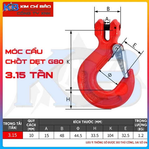 Móc cẩu chốt 3.1 tấn