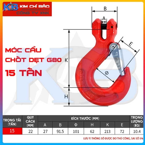 Móc cẩu chốt 15 tấn