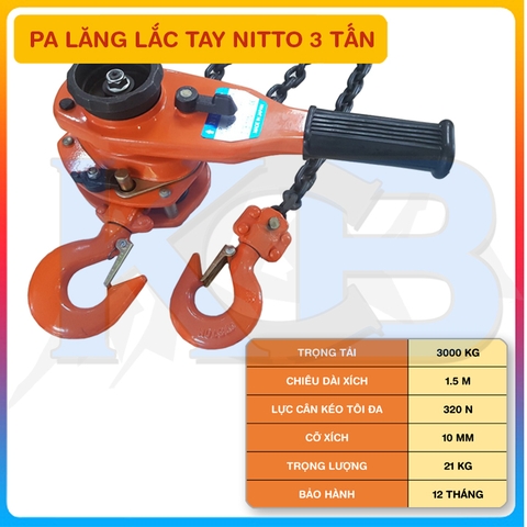 Palang xích lắc tay Nitto 3T x 1.5M