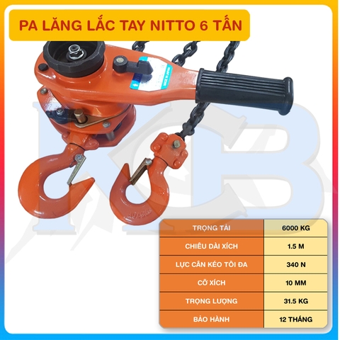 Palang xích lắc tay Nitto 6T x 1.5M