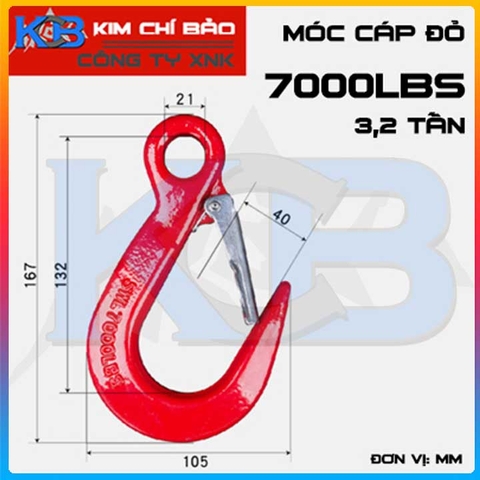 Móc cáp đỏ 7000lbs