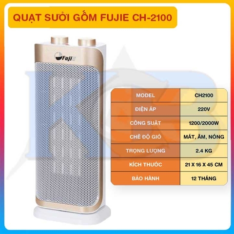 Quạt Sưởi Gốm Ceramic Để Sàn FujiE CH-2100