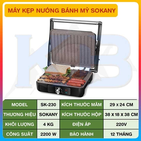 Máy kẹp nướng bánh mỳ Sokany đa năng