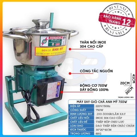 Máy xay nhuyễn thịt giò, chả Anh Mỹ 750w