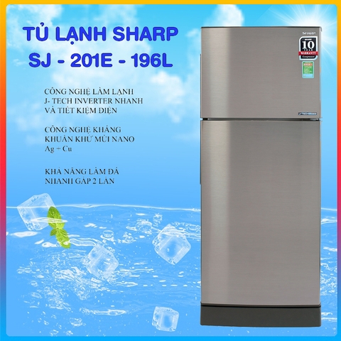 Tủ lạnh Sharp Inverter 196 lít SJ-X201E-SL