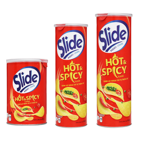 Snack khoai tây vị thơm cay Slide lon 65G/ 90G/ 150G