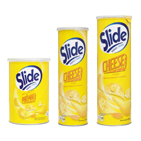 Snack khoai tây vị phô mai Slide lon 65G/ 90G/ 150G