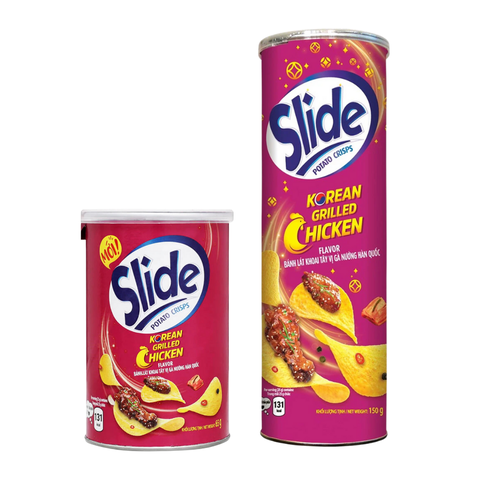 Snack khoai tây Slide Grilled Chicken lon 65G/ 150G