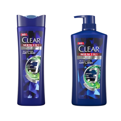 Dầu Tắm Gội CLEAR Men 3 Trong 1 Active Cool Mát Lạnh 340G/ 650G