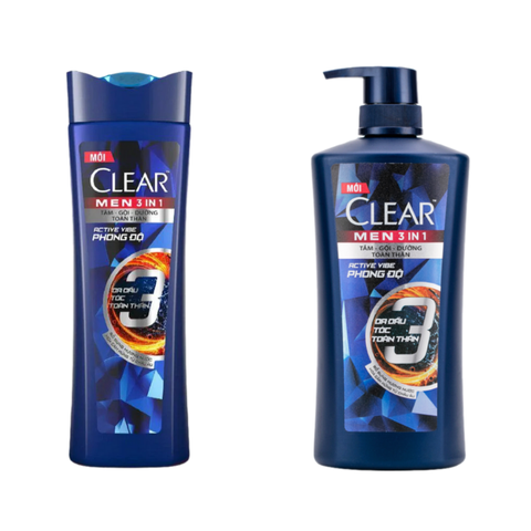 Dầu Tắm Gội CLEAR Men 3 Trong 1 Active Vibe Phong Độ 340G/ 650G